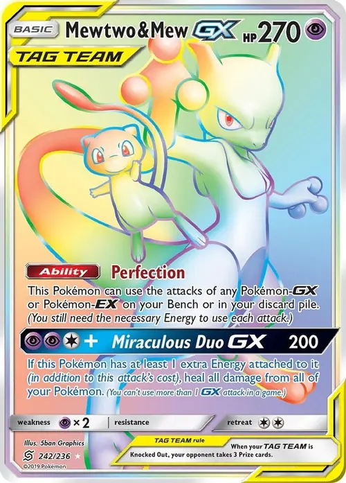 Mewtwo & Mew GX (Secret) card art