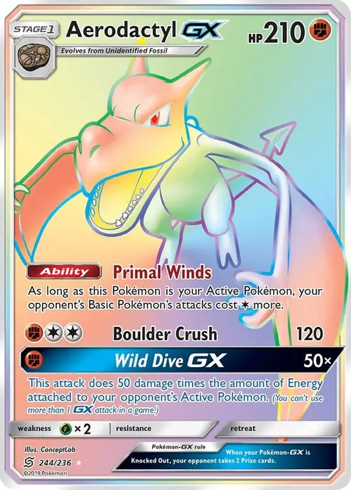 Aerodactyl GX (Secret) card art