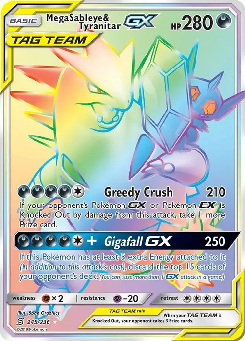 Mega Sableye & Tyranitar GX (Secret) card art