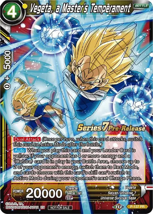 Vegeta, a Master's Temperament (Alt Art) card art