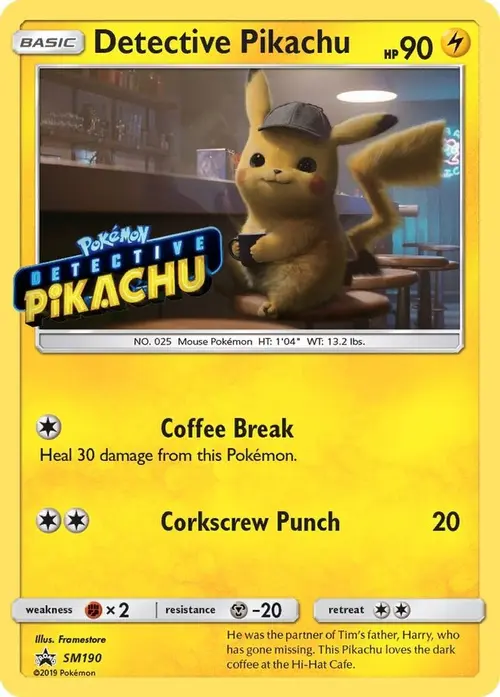 Detective Pikachu - SM190 (Stamped) card art