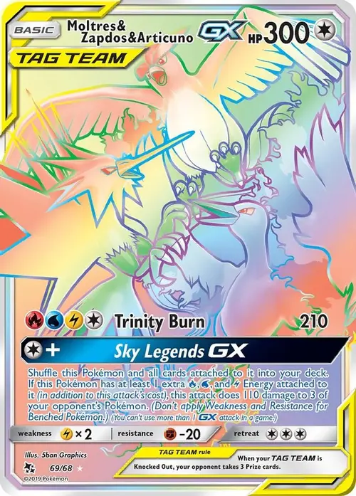 Moltres & Zapdos & Articuno GX (Secret) card art