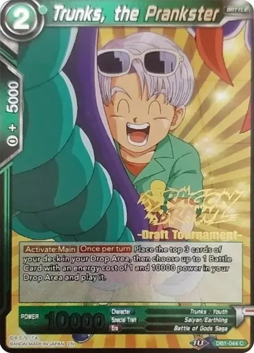Trunks, the Prankster (Dragon Brawl Draft Tournament Gold Stamped) card art