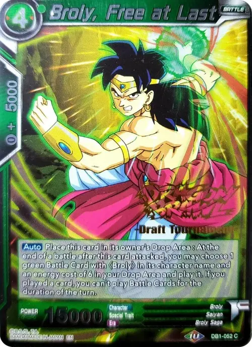 Broly, Free at Last (Dragon Brawl Draft Tournament Gold Stamped) card art