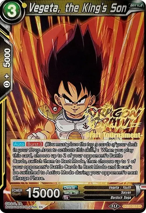 Vegeta, the King's Son (Dragon Brawl Draft Tournament Gold Stamped) card art