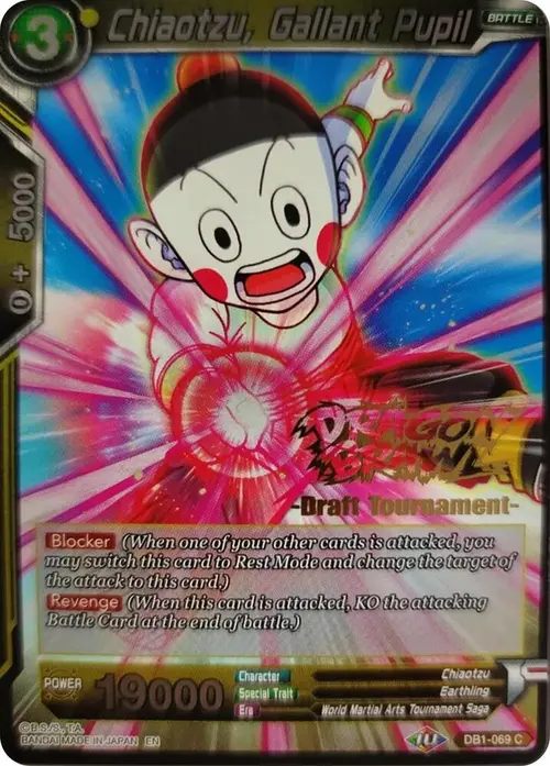 Chiaotzu, Gallant Pupil (Dragon Brawl Draft Tournament Gold Stamped) card art