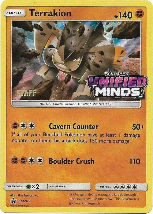 Terrakion - SM205 (Prerelease) [Staff] card art