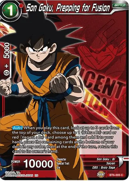 Son Goku, Prepping for Fusion card art