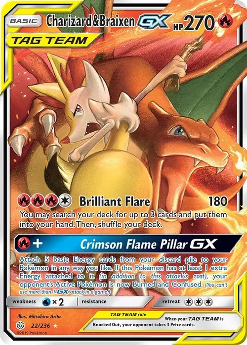 Charizard & Braixen GX card art