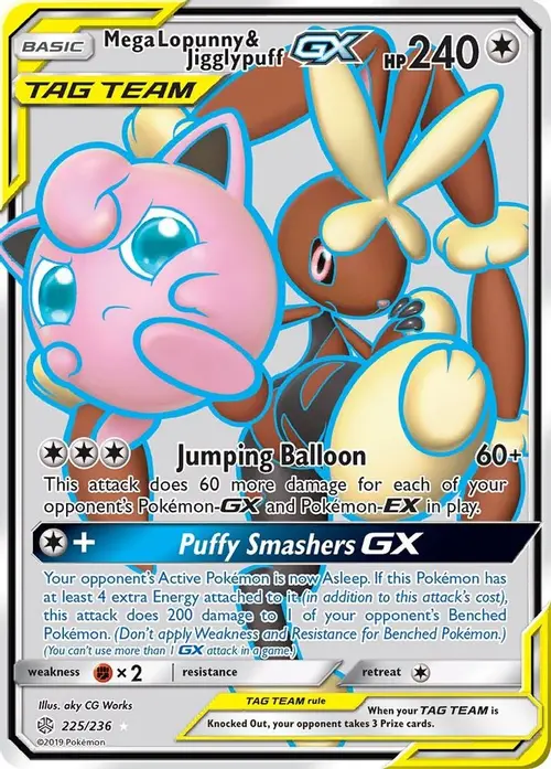 Mega Lopunny & Jigglypuff GX (Full Art) card art