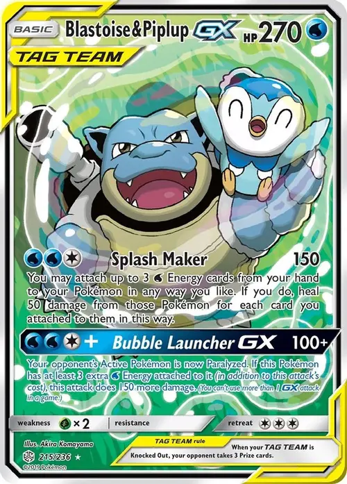 Blastoise & Piplup GX (Alternate Full Art) card art
