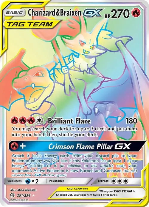 Charizard & Braixen GX (Secret) card art