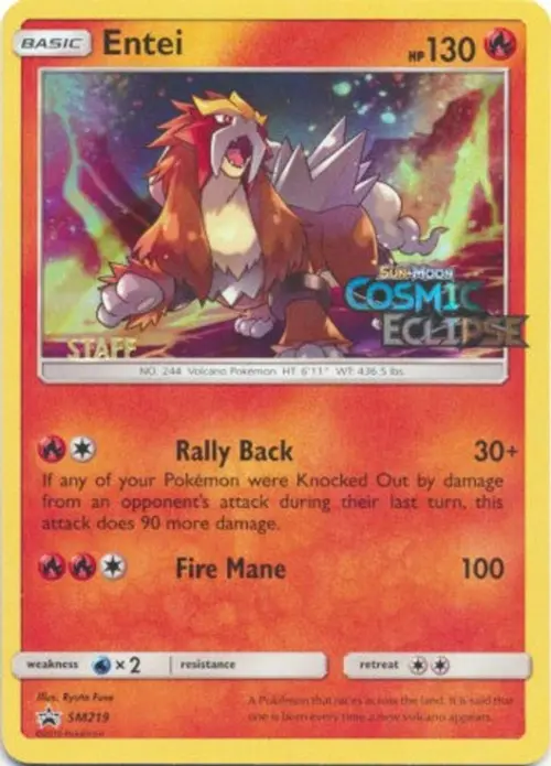 Entei - SM219 (Prerelease) [Staff] card art