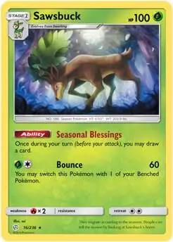 Sawsbuck - 16/236 (Prerelease Kit Exclusive) card art