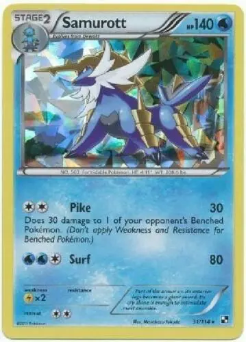 Samurott - 31/114 (Cracked Ice Holo) card art