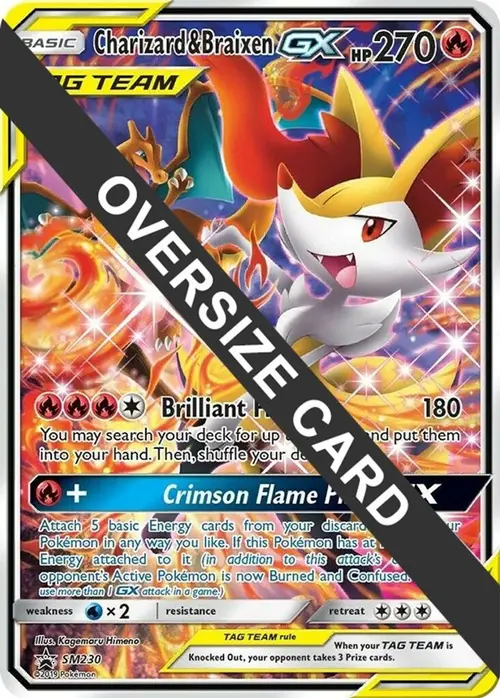 Charizard & Braixen GX - SM230 (SM Black Star Promo) card art