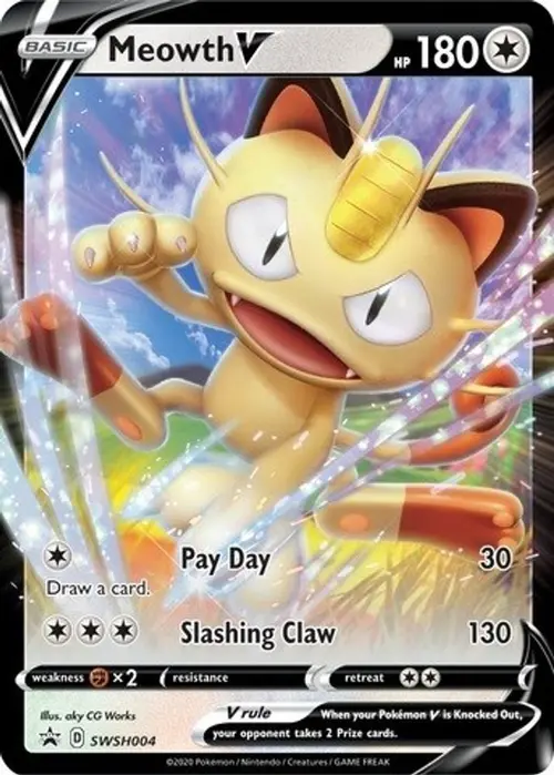 Meowth V - SWSH004 card art