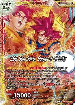 Super Saiyan Son Goku // SSG Son Goku, Surge of Divinity card art