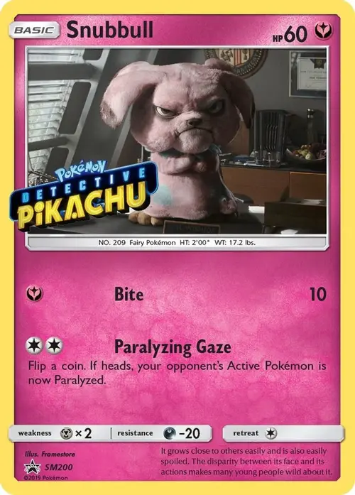 Snubbull - SM200 (Detective Pikachu Stamped) card art