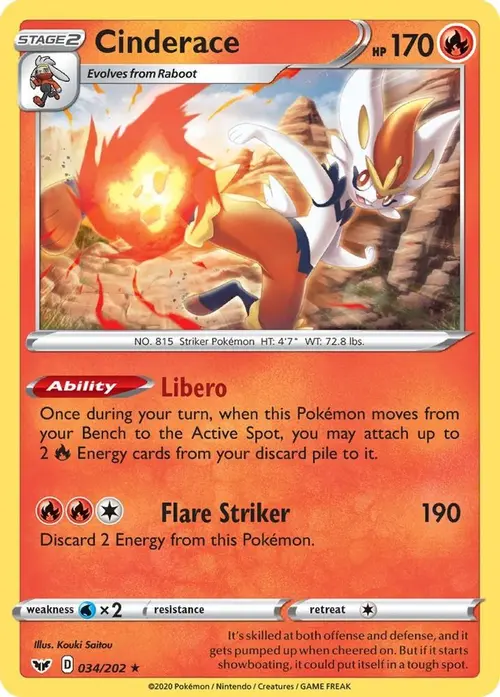 Cinderace (034) card art