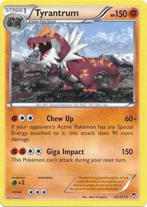 Tyrantrum - 62/111 (Cosmos Holo) card art
