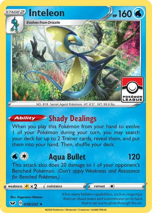 Inteleon - 058/202 (Pokemon League) card art