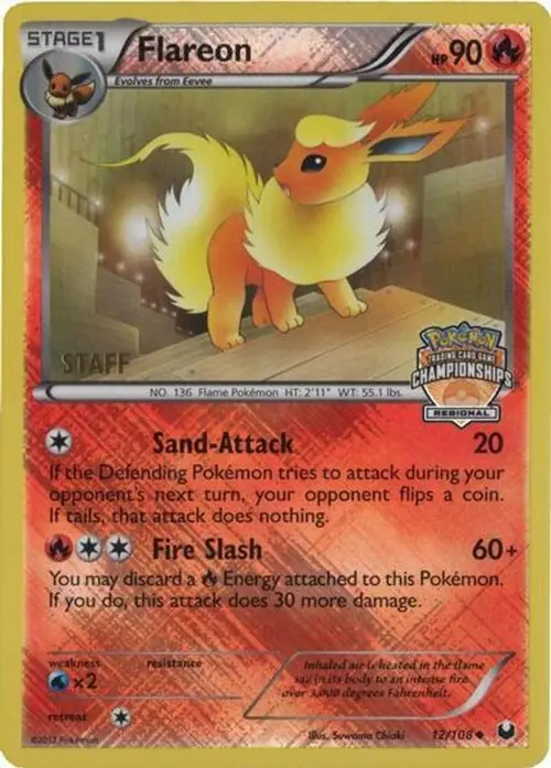 Flareon - 12/108 (Regional Championships) [Staff] card art
