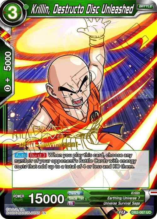 Krillin, Destructo Disc Unleashed (Divine Multiverse Draft Tournament) card art