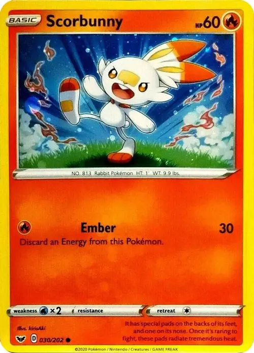 Scorbunny - 030/202 (Cosmos Holo) card art