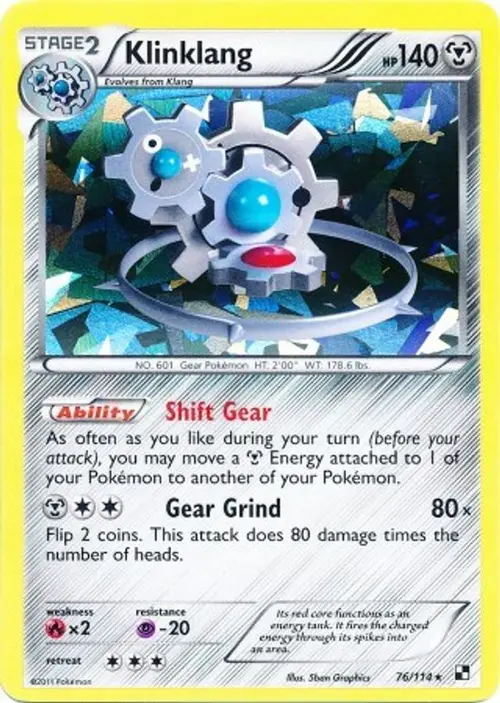 Klinklang - 76/114 (Cracked Ice Holo) card art