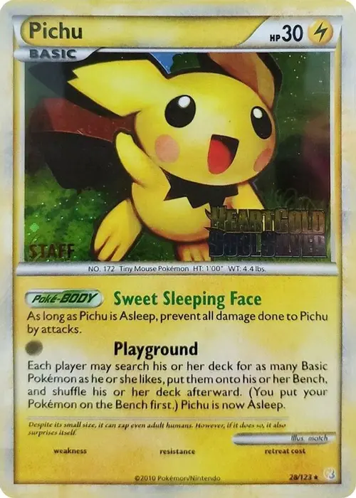 Pichu - 28/123 (Prerelease) [Staff] card art