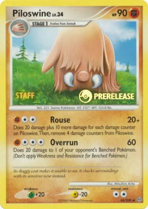 Piloswine - 46/100 (Prerelease) [Staff] card art