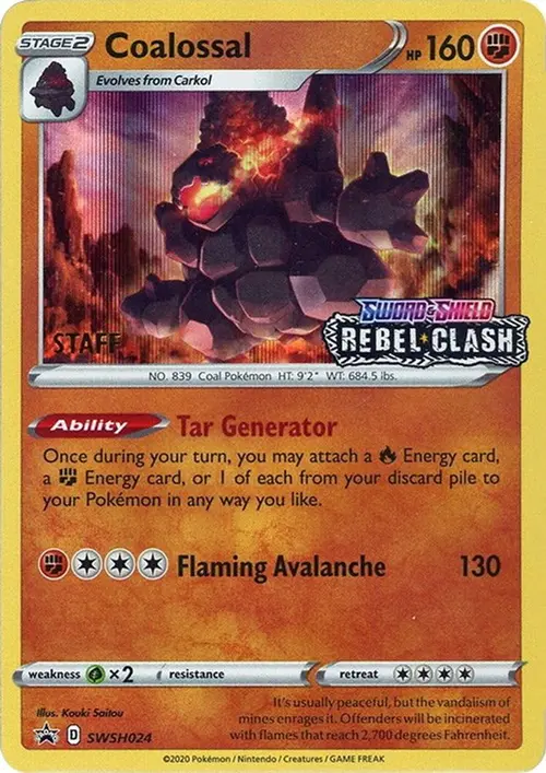 Coalossal - SWSH024 (Prerelease) [Staff] card art