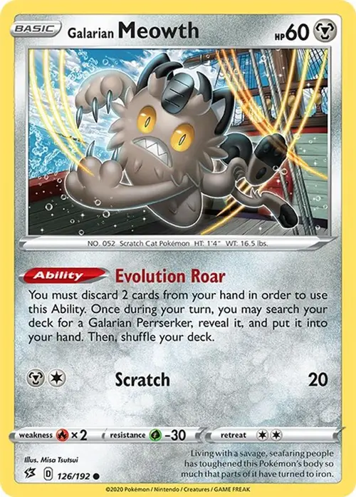 Galarian Meowth card art