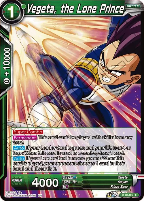 Vegeta, the Lone Prince card art