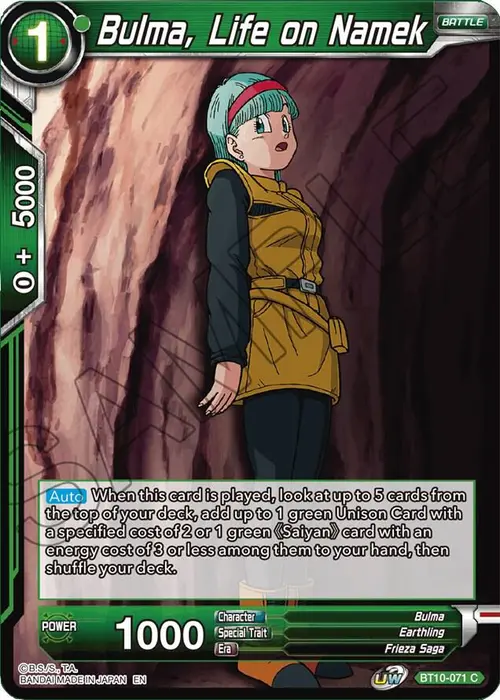 Bulma, Life on Namek card art
