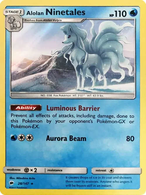 Alolan Ninetales - 28/147 (Water Web Holo) card art