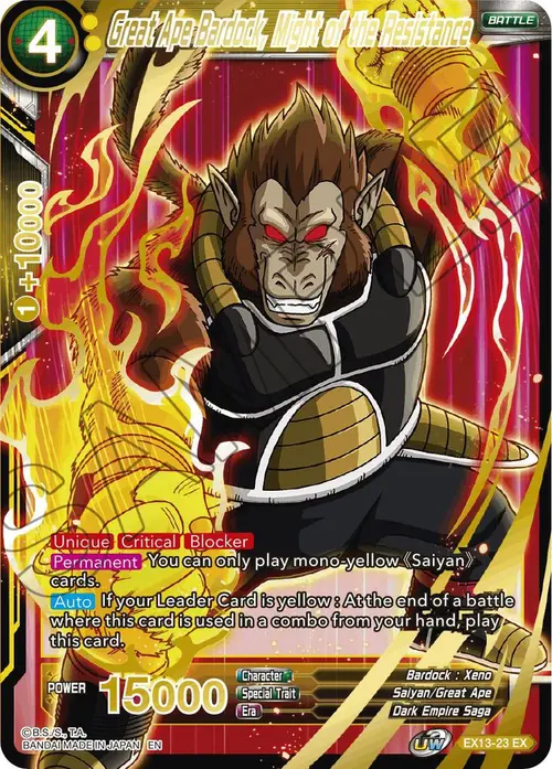Great Ape Bardock, Might of the Resistance card art