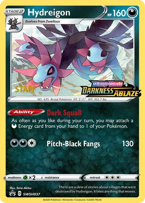 Hydreigon - SWSH037 (Prerelease) [Staff] card art