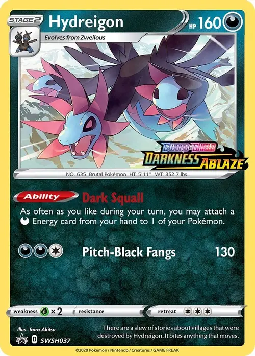 Hydreigon - SWSH037 (Prerelease) card art