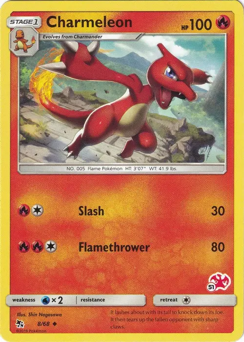 Charmeleon - 8/68 (#51 Charizard Stamped) card art
