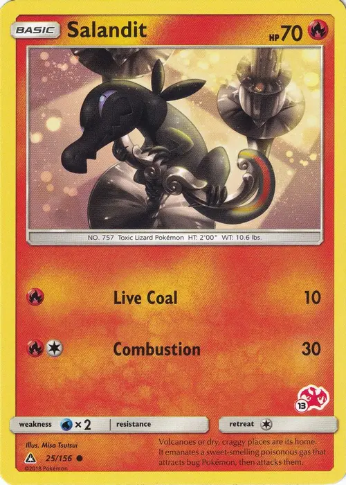 Salandit - 25/156 (#13 Charizard Stamped) card art