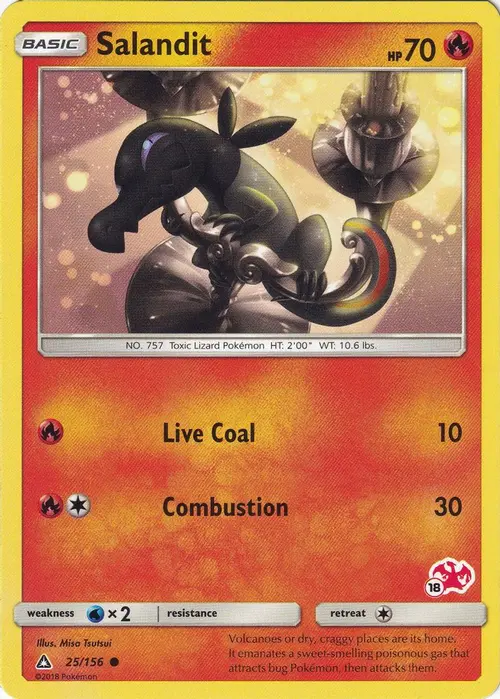 Salandit - 25/156 (#18 Charizard Stamped) card art
