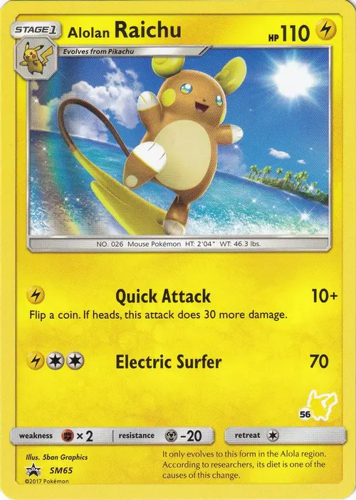 Alolan Raichu - SM65 (#56 Pikachu Stamped) card art