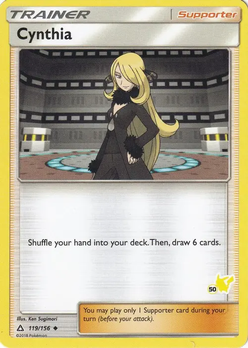 Cynthia - 119/156 (#50 Pikachu Stamped) card art