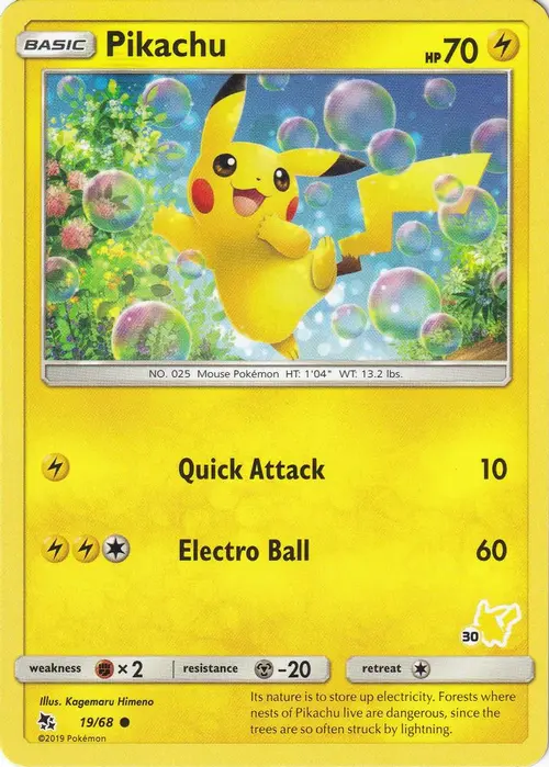 Pikachu - 19/68 (#30 Pikachu Stamped) card art