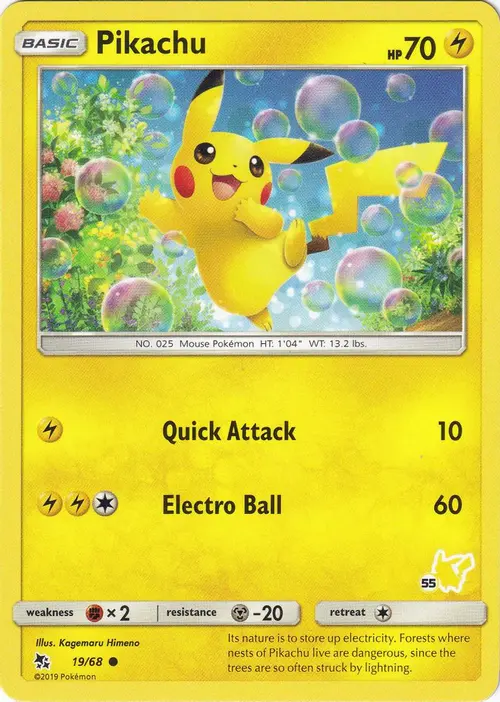 Pikachu - 19/68 (#55 Pikachu Stamped) card art