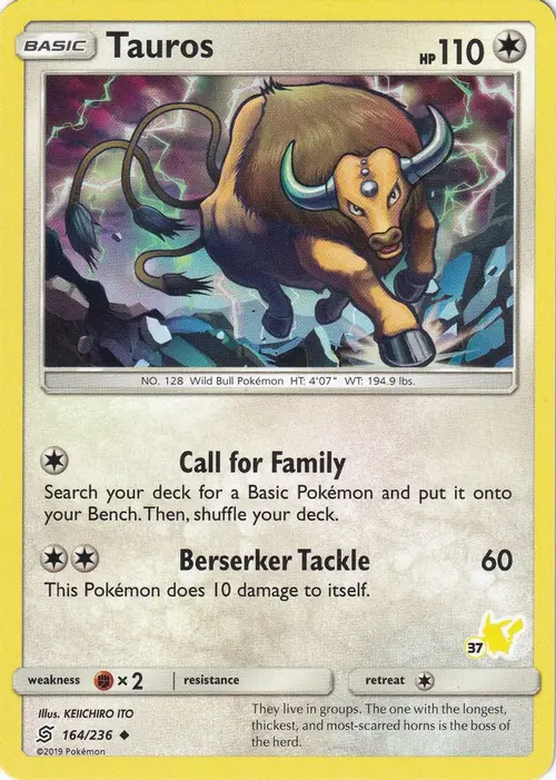 Tauros - 164/236 (#37 Pikachu Stamped) card art