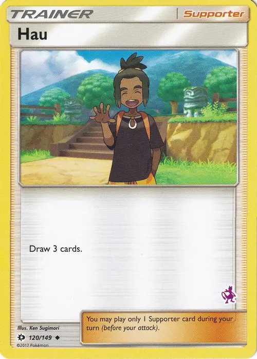 Hau - 120/149 (Mewtwo Stamped) card art