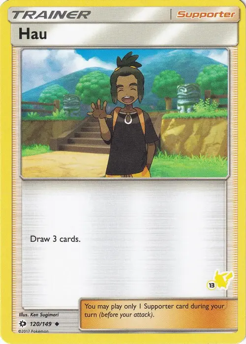 Hau - 120/149 (#13 Pikachu Stamped) card art